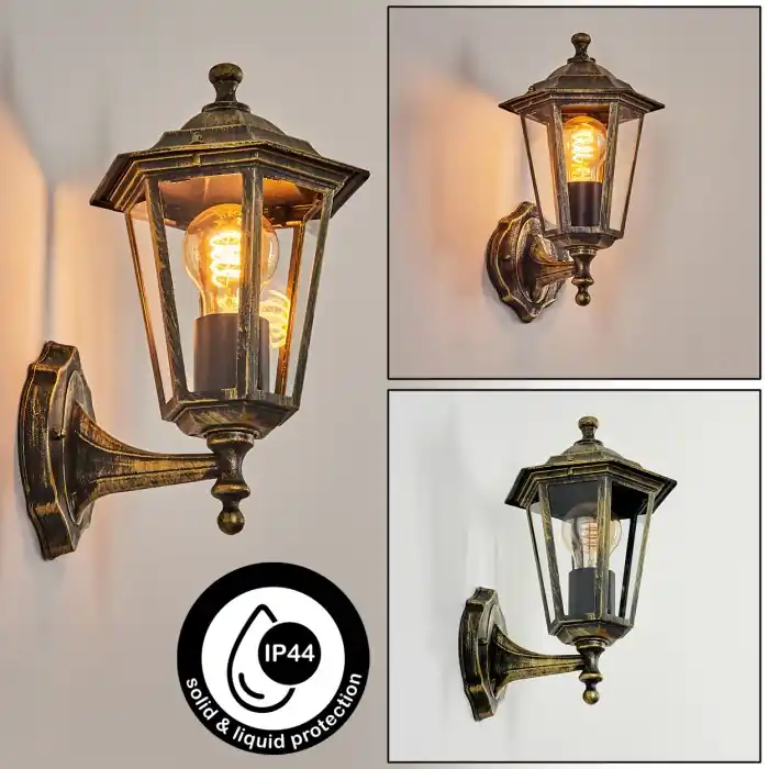 Loria Aplique para exterior dorado, Negro, 1 luz Solo Hoy