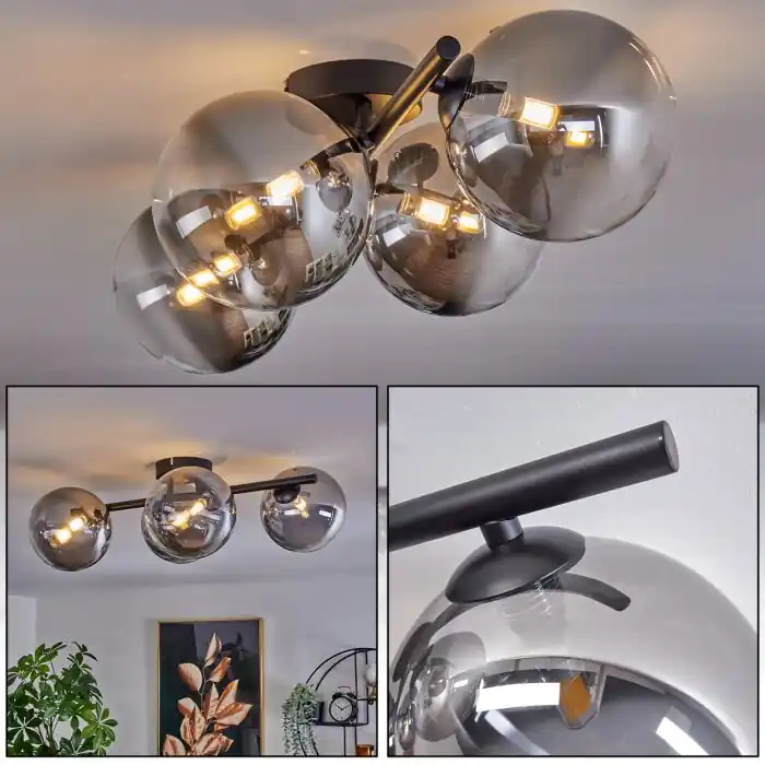 Última Oportunidad Chehalis Lámpara de Techo - Cristal Transparente, Ahumado, 4 luces
