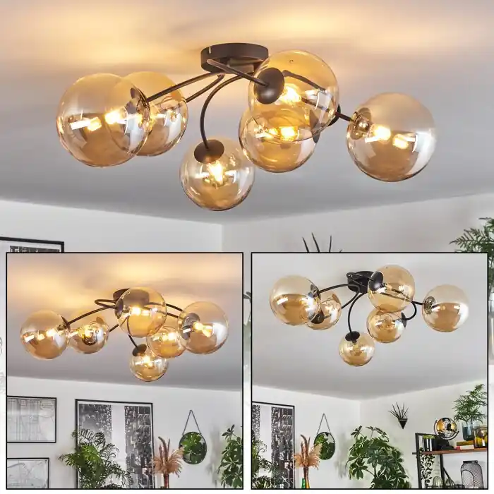 Última Versión Chehalis Lámpara de Techo - Cristal Colores ámbar, 6 luces