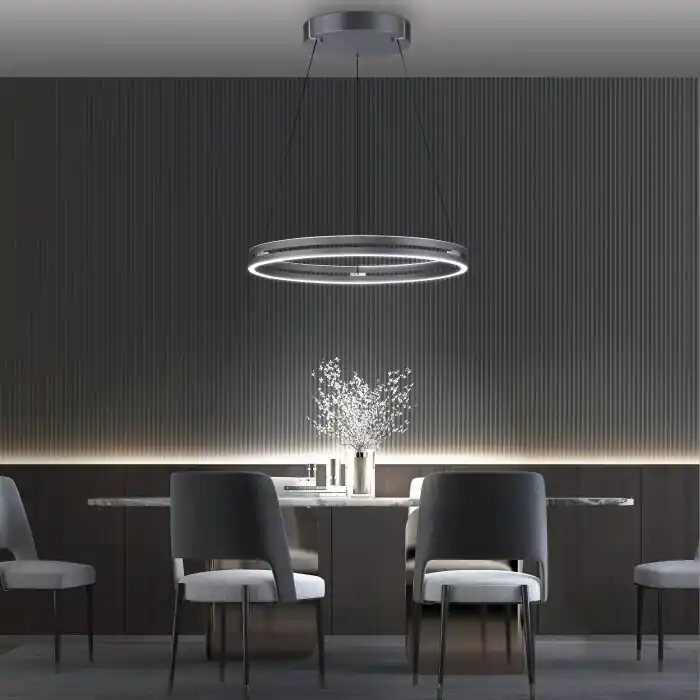 Paul-Neuhaus PURE E-LOOP Lámpara Colgante LED Gris, 2 luces, Mando a distancia Liquidación