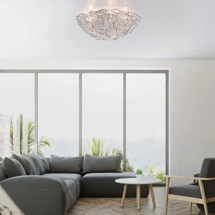 Entrega Rápida Paul-Neuhaus SAREA Lámpara de Techo Plata, 10 luces