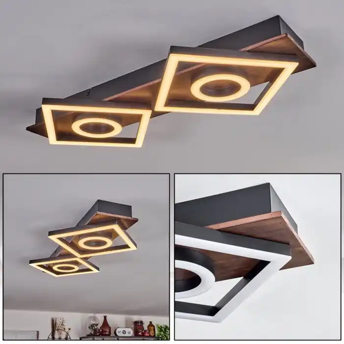 Taboneira Lámpara de Techo LED marrón oscuro, Negro, 2 luces Barato