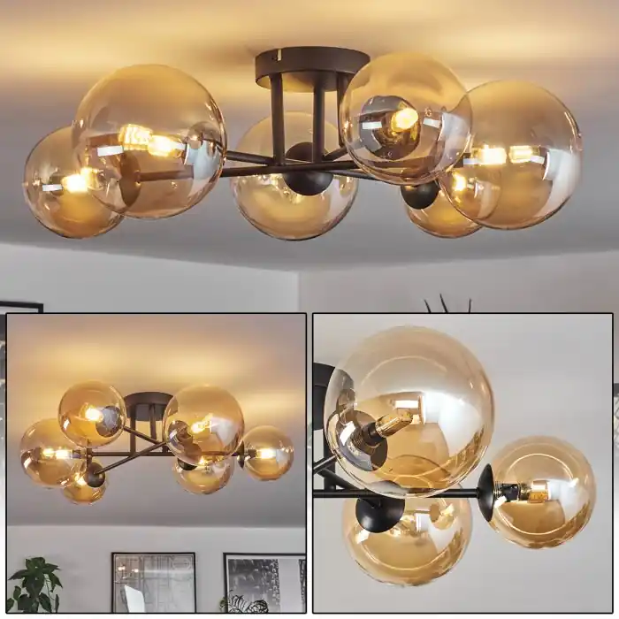 Chehalis Lámpara de Techo - Cristal 12 cm, 15 cm Colores ámbar, 6 luces Compra Hoy