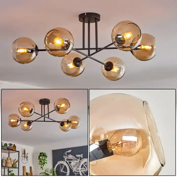 Descuento Koyoto Lámpara de Techo - Cristal 15 cm Colores ámbar, 6 luces