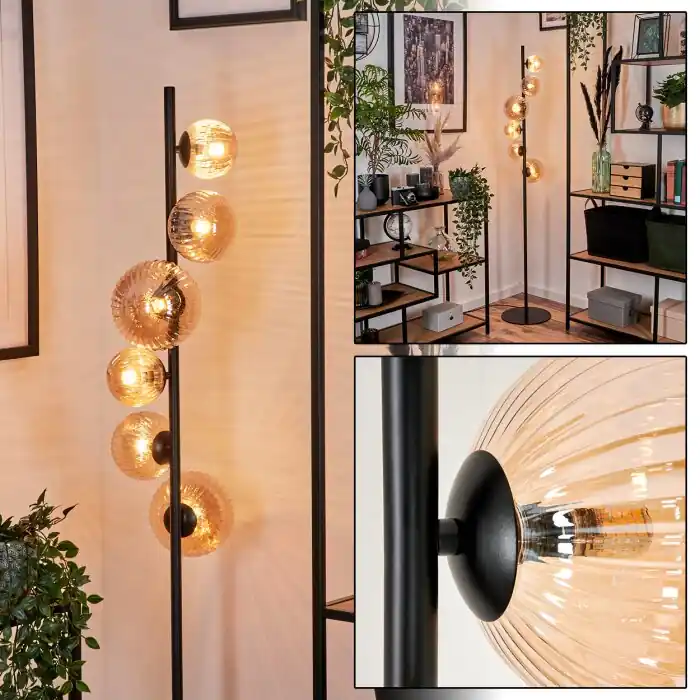 Súper Precio Remaisnil Lámpara de Pie - Cristal 10 cm, 12 cm, 15 cm Colores ámbar, 6 luces