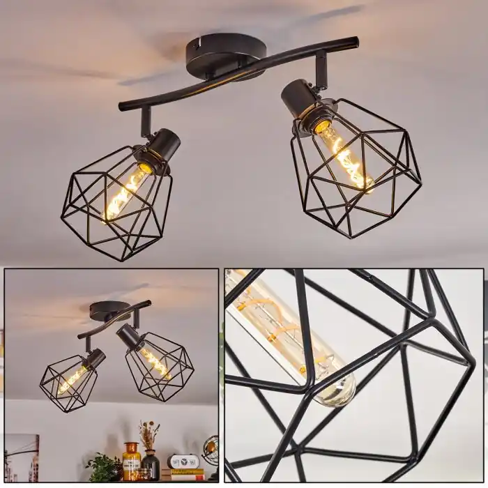 Yaak Lámpara de Techo Negro, 2 luces Última Oportunidad