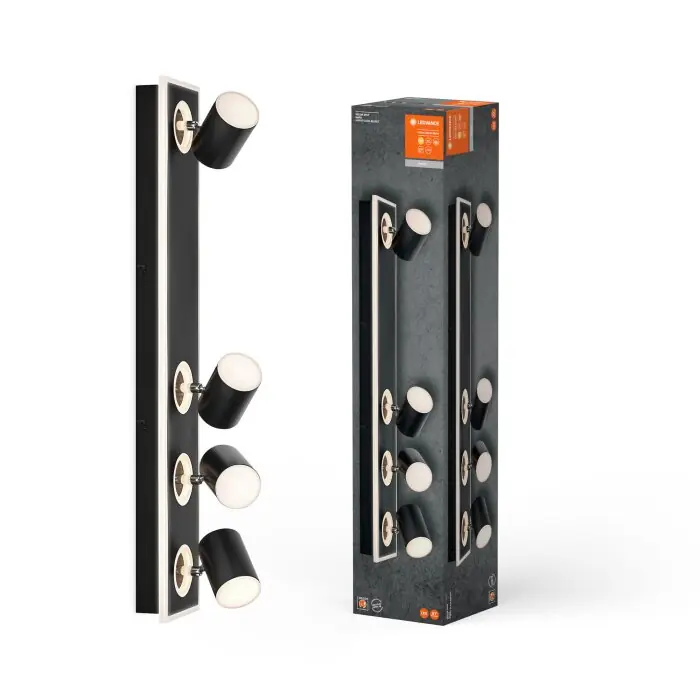 Certificado Lámparas Ledvance Decor Plafones LED Negro, 4 luces