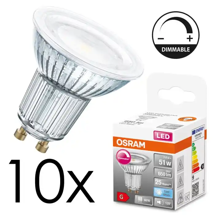 Entrega Rápida GU10 LED 7.9 Watt blanco neutro regulable 650 Lumen