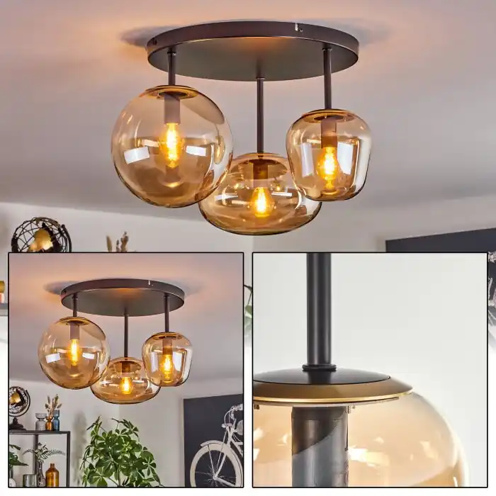 Zernez Plafones Negro, 3 luces Precio De Oferta