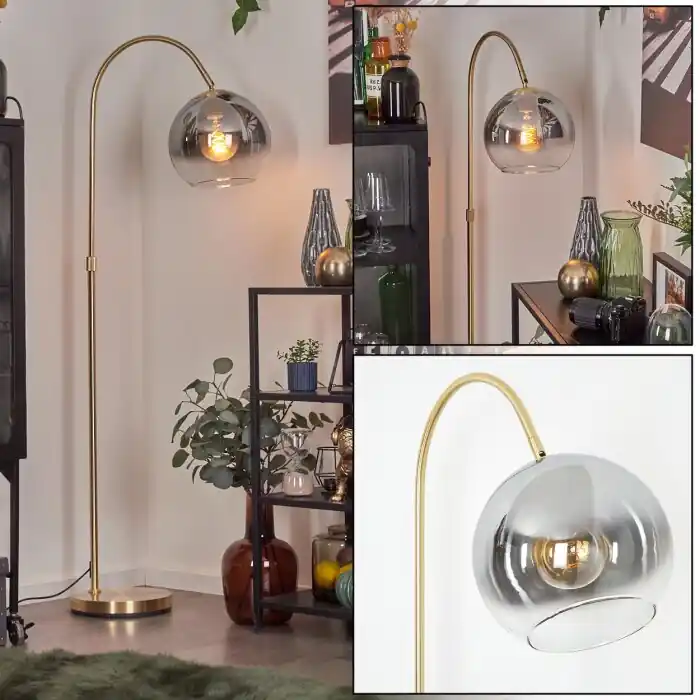 Última Oportunidad Koyoto Luminarias esféricas, Lámpara de pie, Lámparas de pie tipo arco Latón, 1 luz