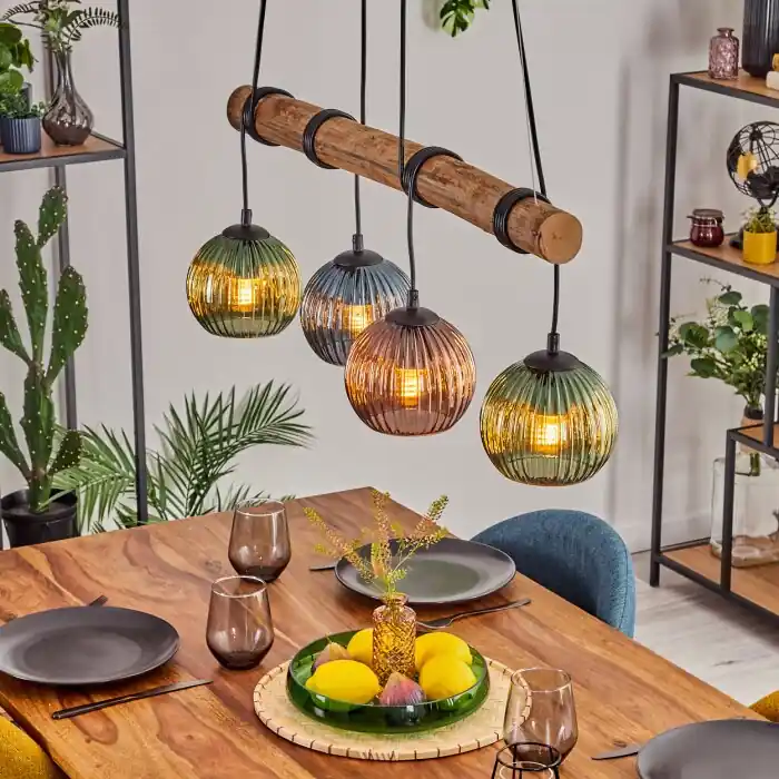 Koyoto Lámparas suspendidas, Luminarias esféricas, Lámparas colgantes Crudo, Negro, 4 luces No Te Lo Pierdas
