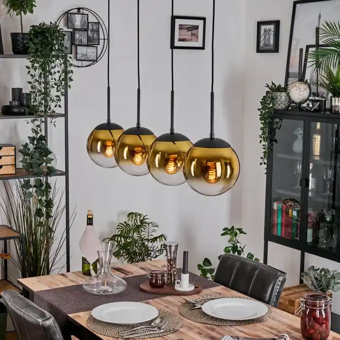 Precio Rebajado Gastor Lámparas suspendidas, Luminarias esféricas, Lámparas colgantes dorado, Transparente, 4 luces