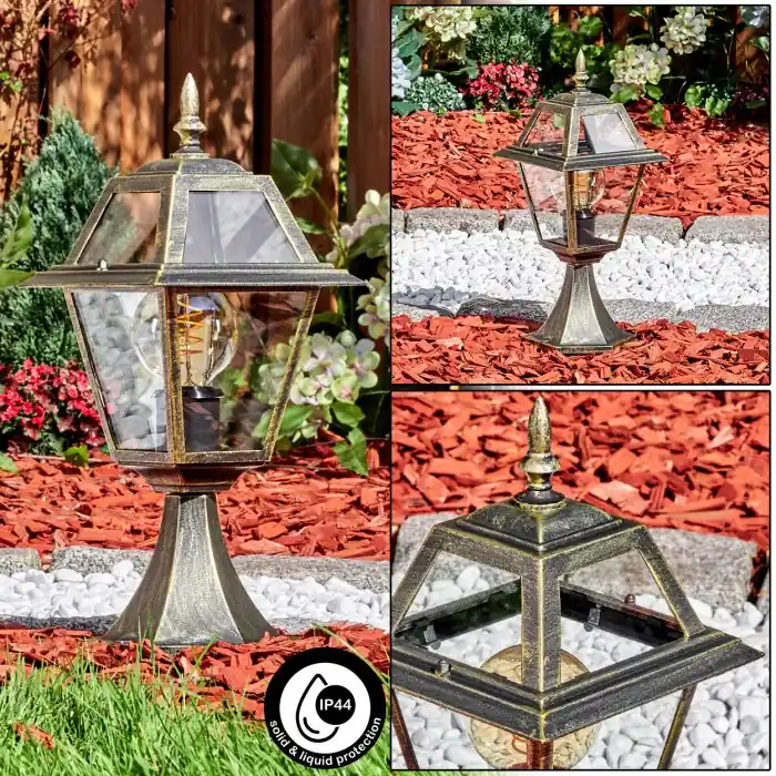 Fornelos Iluminación exterior, Balizas de exterior, Iluminación de caminos dorado, Negro, 1 luz Devolución Gratuita