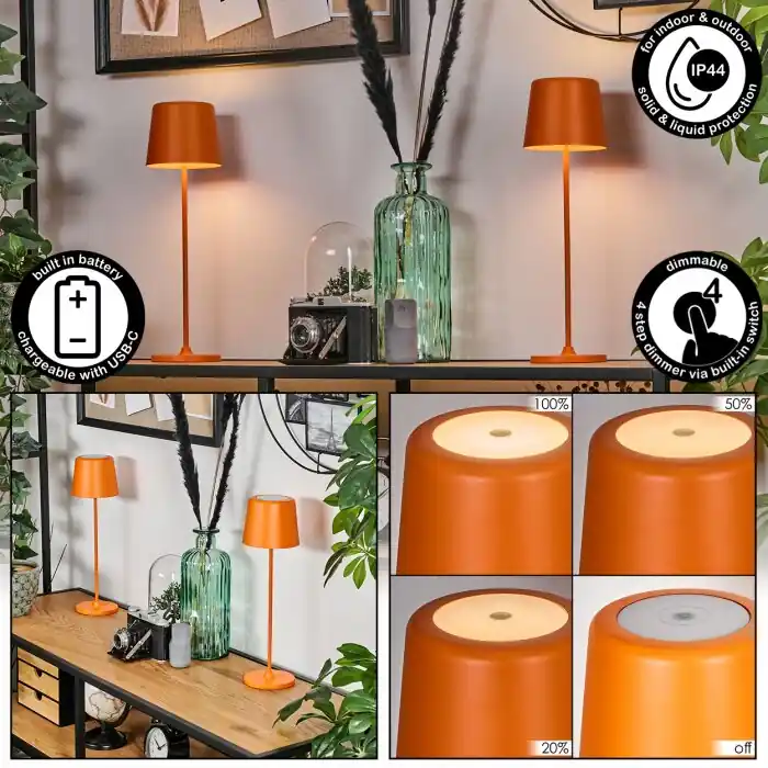 A Buen Precio Belece Lámpara de mesa de exterior, Lámparas de mesa LED Naranja, 1 luz