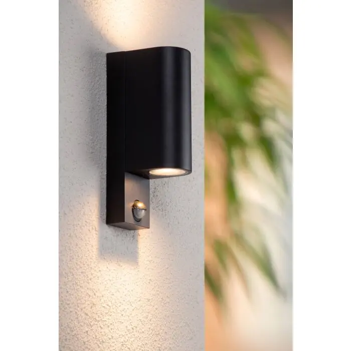 Venta Final Lámparas Lucide IR Aplique de exterior Negro, 2 luces, Sensor de movimiento