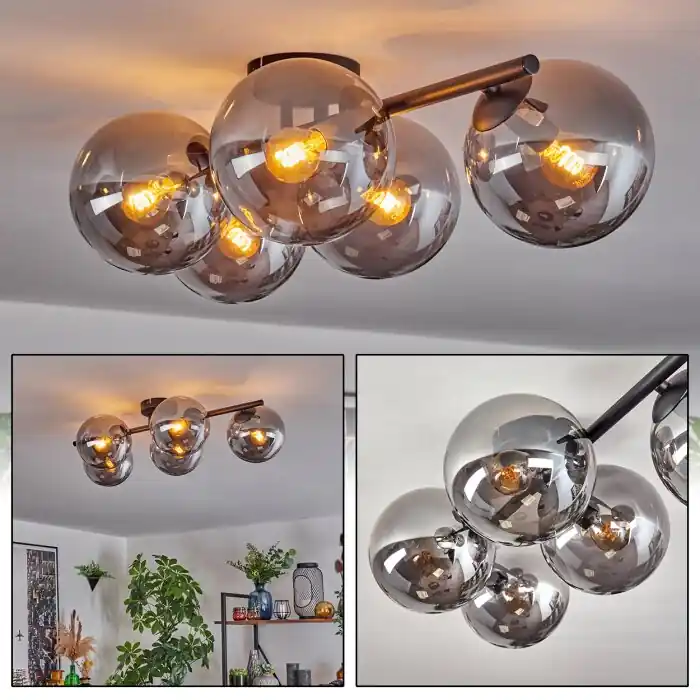 Gastor Plafones, Luminarias esféricas Ahumado, 5 luces Barato
