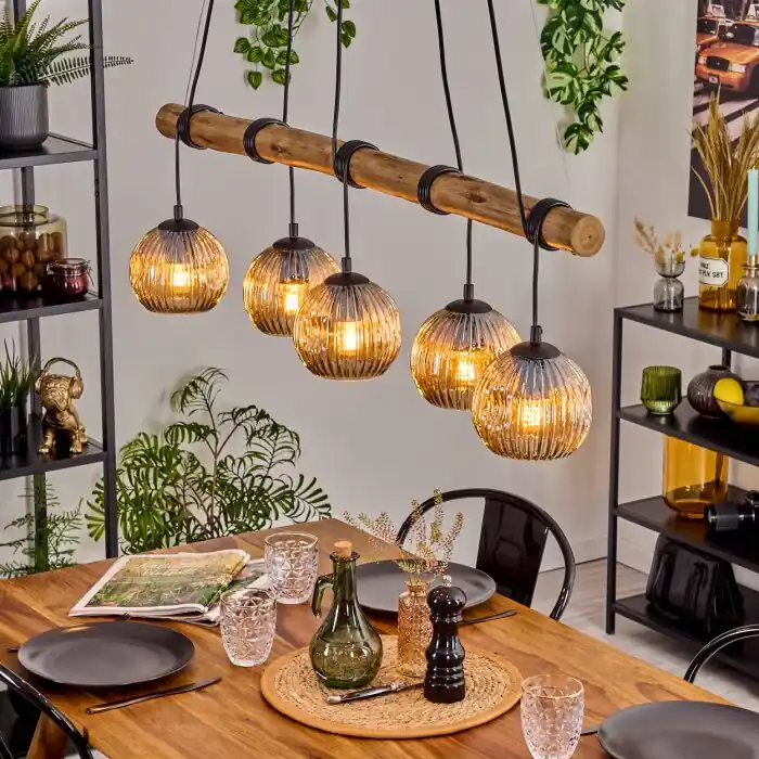 Stock Limitado Ripoll Lámparas suspendidas, Luminarias esféricas, Lámparas colgantes Crudo, Negro, 5 luces