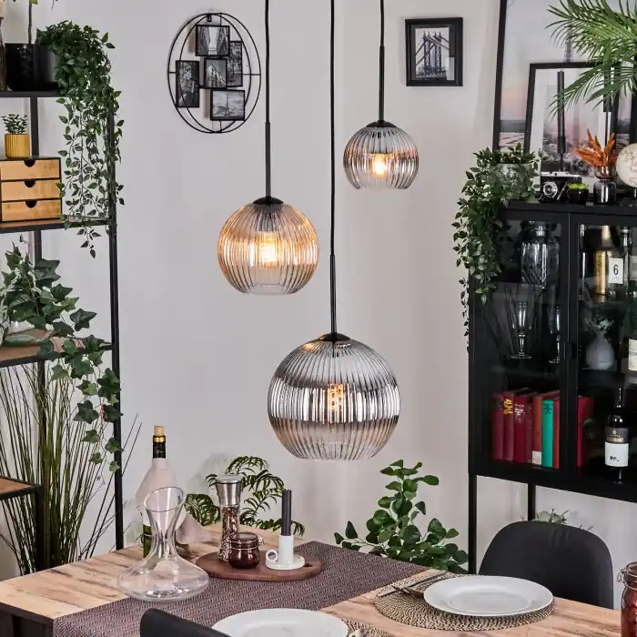 Koyoto Lámparas suspendidas, Luminarias esféricas, Lámparas colgantes Colores ámbar, Transparente, Ahumado, 3 luces Precio De Oferta