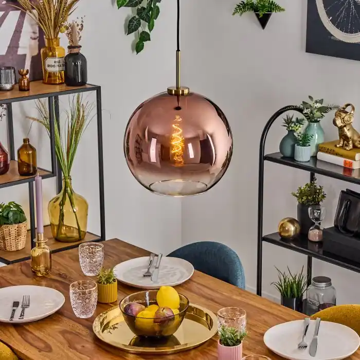 Koyoto Lámparas suspendidas, Luminarias esféricas, Lámparas colgantes dorado, Negro, 1 luz Alta Calidad