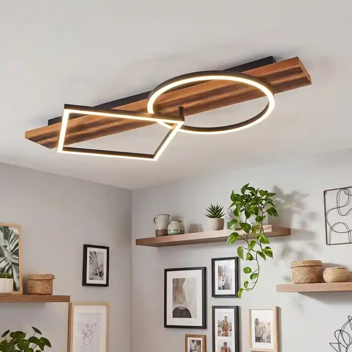 Económico Pompu Plafones LED Crudo, Negro, 1 luz