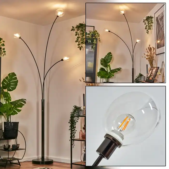 Oferta Limitada Nikkala Lámpara de pie Cromo, Negro, 3 luces
