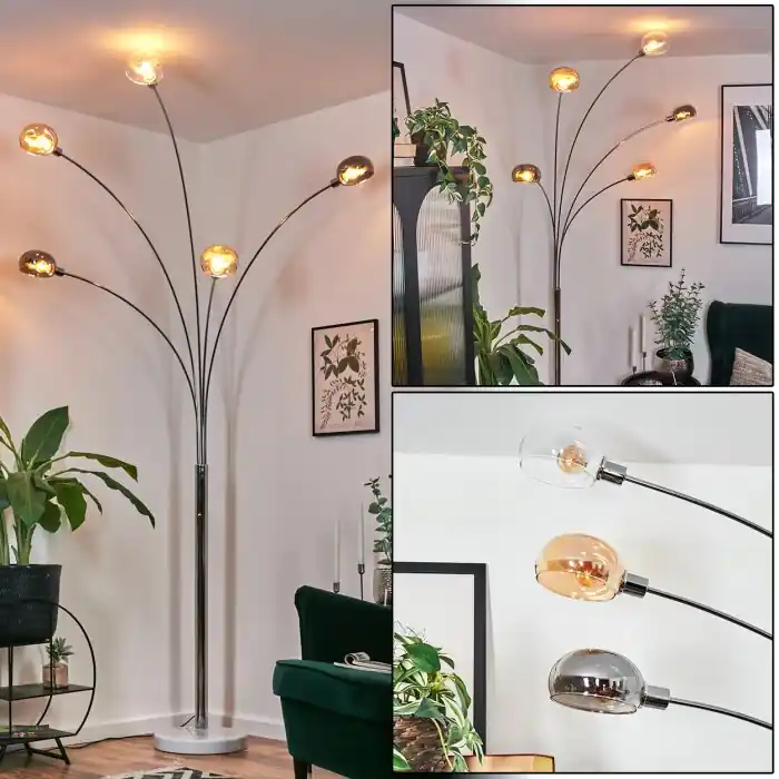 Marca Reconocida Nikkala Lámpara de pie Cromo, Blanca, 5 luces