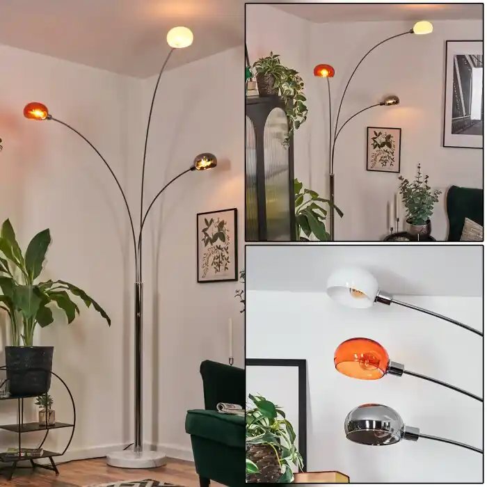 Nikkala Lámpara de pie Cromo, Blanca, 3 luces Directo De Fábrica