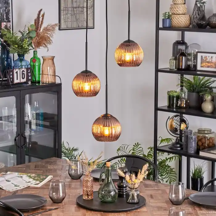 Bestseller Koyoto Lámparas suspendidas, Luminarias esféricas, Lámpara colgante de clúster Color cobre, 3 luces