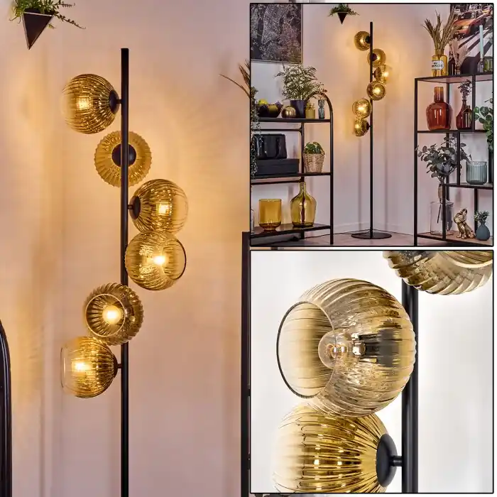 Koyoto Lámpara de pie 31 cm dorado, Transparente, 6 luces Promoción