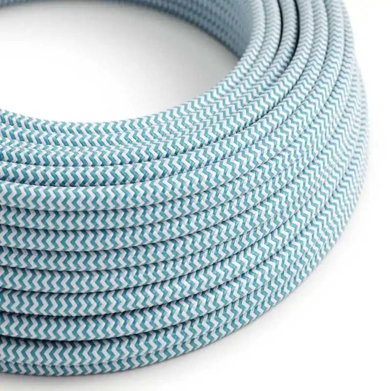 Cable textil redondo bicolor azul zigzag 2x0,75 / 3x0,75mm doble aislamiento A Buen Precio