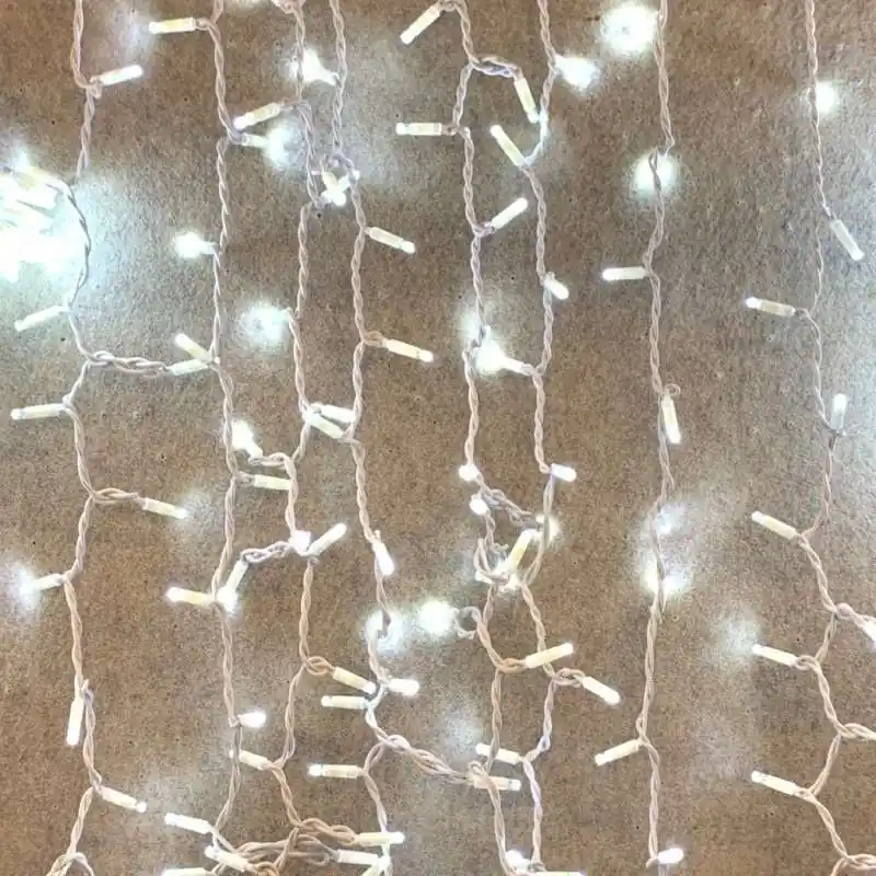 Rebajas Cortina 400 LEDs luz fría IP65 enlazable cable blanco 200x200