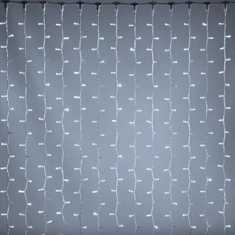 Precio Rebajado Cortina 150 LEDs blanco frio enlazable c/blanco 200x150 exterior
