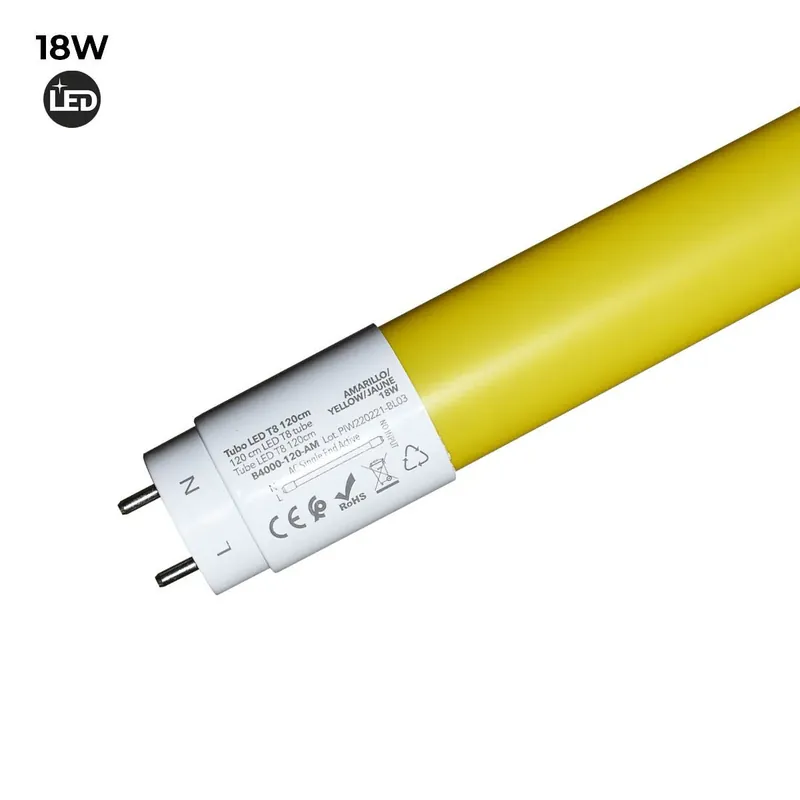 Oferta Limitada Tubo LED T8 120cm de colores -18 W Amarillo