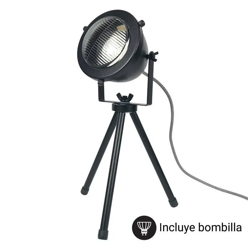 Lámpara de mesa vintage metal "MOTT" Bombilla incluida Negro Económico