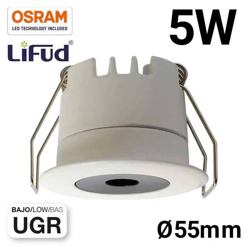 Downlight LED Mini 5W - Chip OSRAM - Bajo UGR - CRI 90 - Ø 55mm Negro Popular