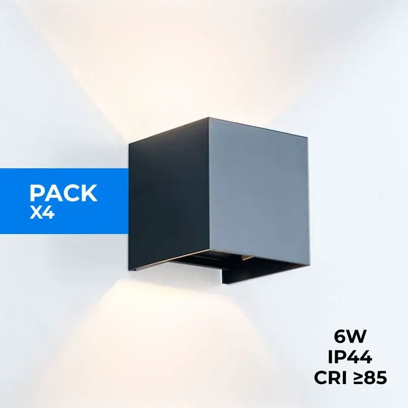 Más Vendido Pack de 4 Apliques de pared "KURTIN" 6W luz up and down regulable Blanco