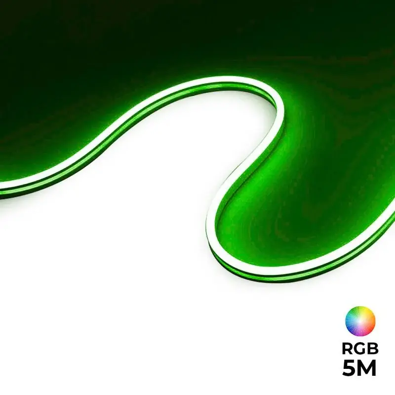 Neón LED flexible RGB 24V DC - 13X6mm - 5 metros - Kit completo - 11W/m - IP67 - Curvatura lateral Devolución Gratuita