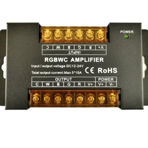 Amplificador de señal / Repetidor RGB + CCT 12/24V-DC - 10A/Canal - Alta velocidad Última Versión