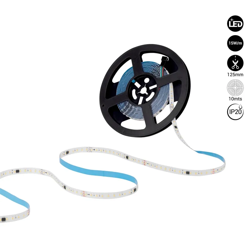 Más Vendido Tira LED monocolor inteligente IC 24V DC - 15W/m - IP20 - 120LED/m - Ancho 10mm - 10 metros Blanco frío 6000K