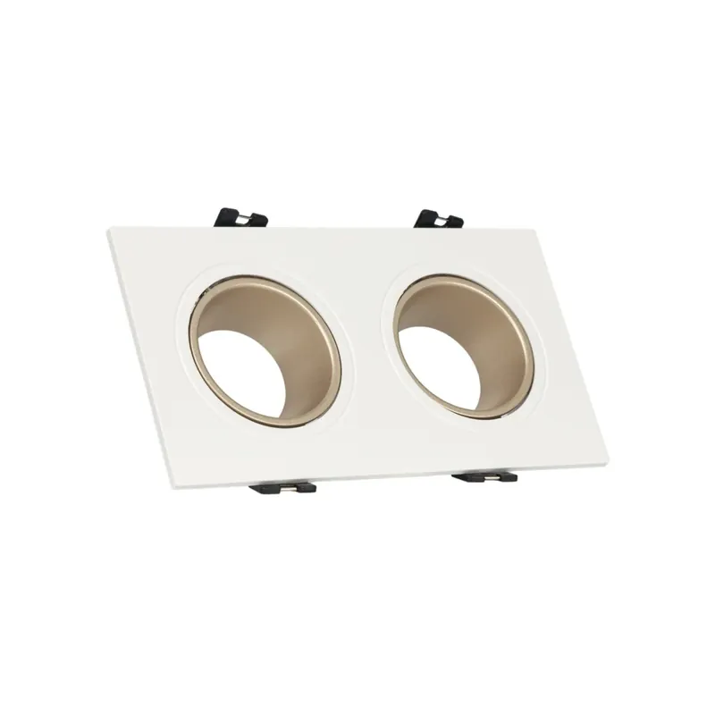 Aro downlight cuadrado basculante doble GU10 / MR16 - Bajo UGR - Corte 75 x 150mm Gris perla y blanco Envío Exprés
