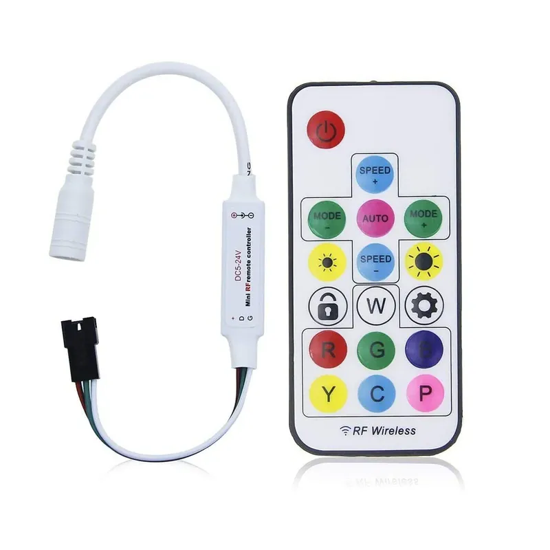Certificado Controlador LED IC pixel RGB/RGBW con mando a distancia RF - 5-24V DC - 2048 pixeles
