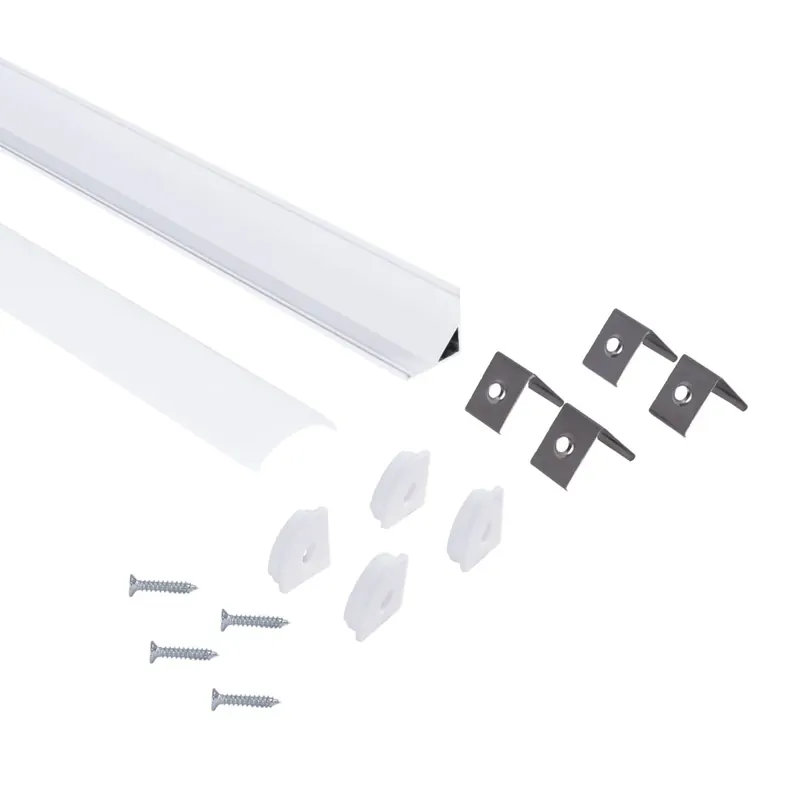 Pago Seguro Perfil tira LED de superficie para esquinas - Con difusor - Kit completo - 15,8x15,8mm - Tira LED ≤ 10 mm - 2 metros Negro