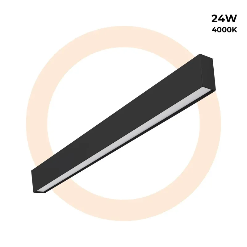 Luminaria lineal LED de suspensión / superficie 24W - Slim - 80cm - 1700lm Negro Imprescindible (Must-Have)