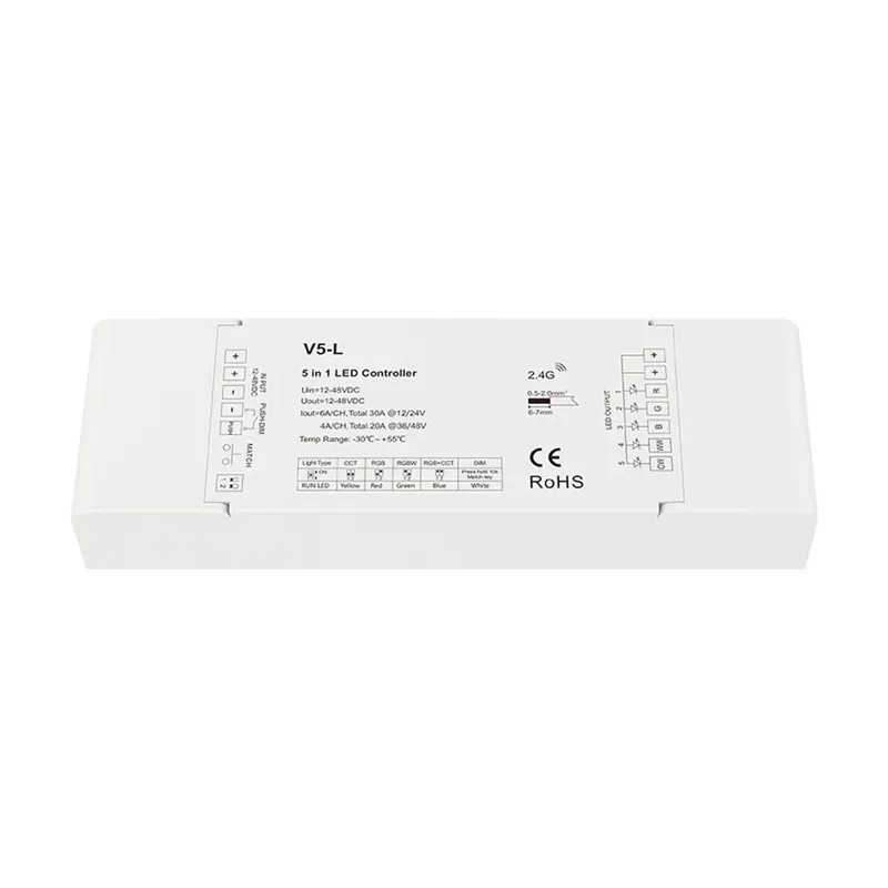 Controlador Monocolor / CCT / RGB / RGBW / RGB + CCT 12-48V DC - 5 en 1 - RF 2.4GHz - PUSH dimmer - Skydance Entrega Rápida