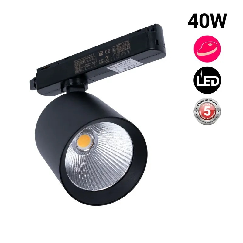 Descuento Proyector LED para carril monofásico 40W - Carnicerías Negro