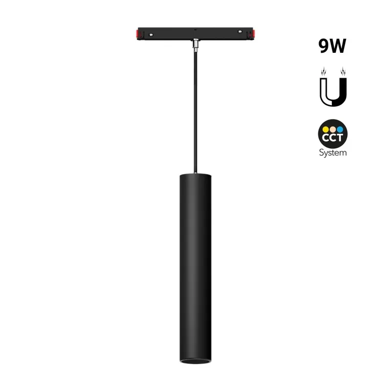 Disponible Ahora Foco de suspensión para carril magnético 48V - CCT - 9W - RF 2.4GHz - Mi Light Negro