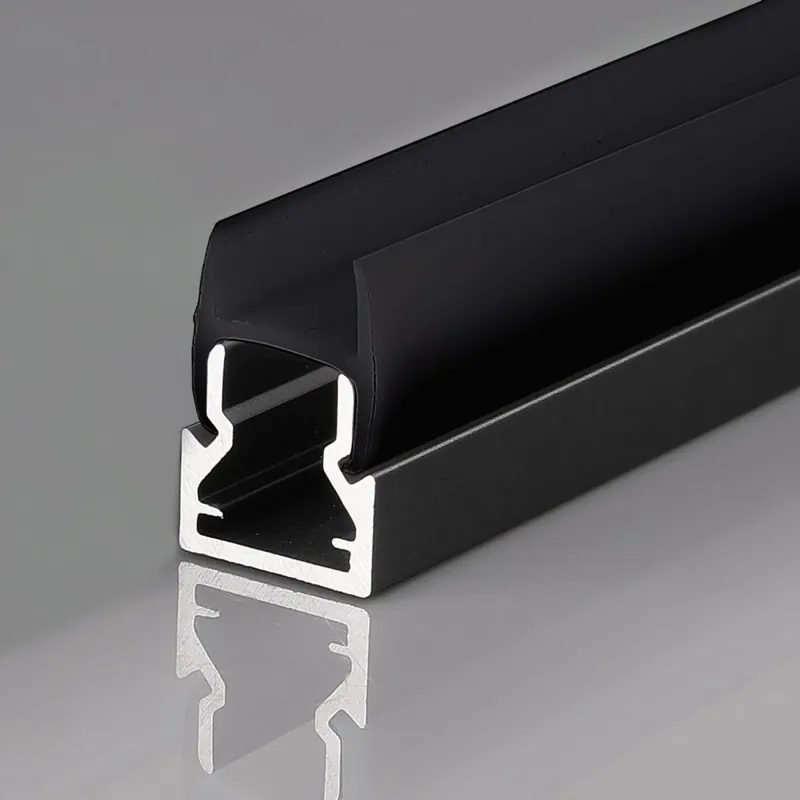 Últimas Unidades Perfil tira LED para cristal 8mm - Con difusor - Negro - 2 metros