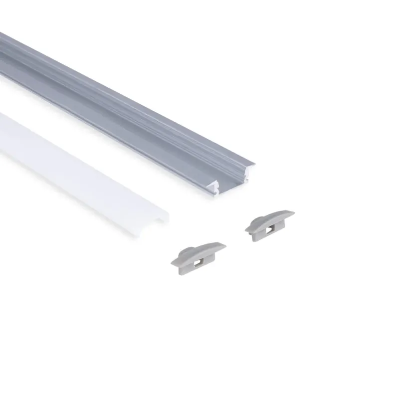 Perfil tira LED empotrable - 24,5x7mm - Kit completo - 1 metro Negro Solo Por Tiempo Limitado