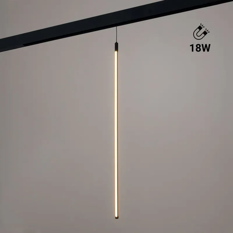 Compra Hoy Lámpara colgante LED vertical para carril magnético - 48V - 18W - 2800K - Negra