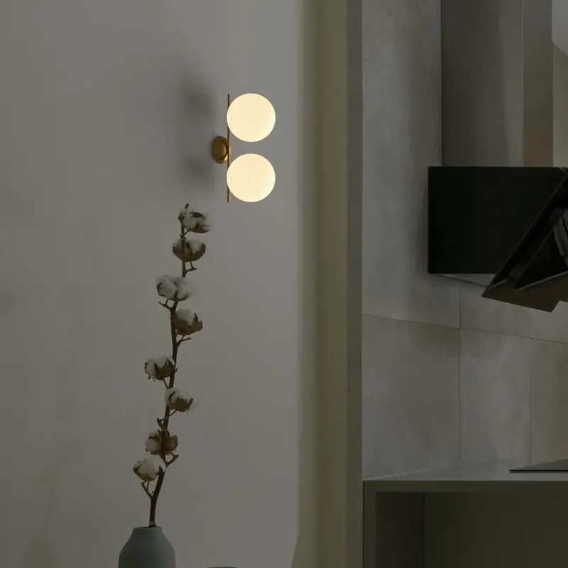 A Buen Precio Aplique de pared doble bola cristal "VIC 150" - E27 - Ø 15cm Dorado